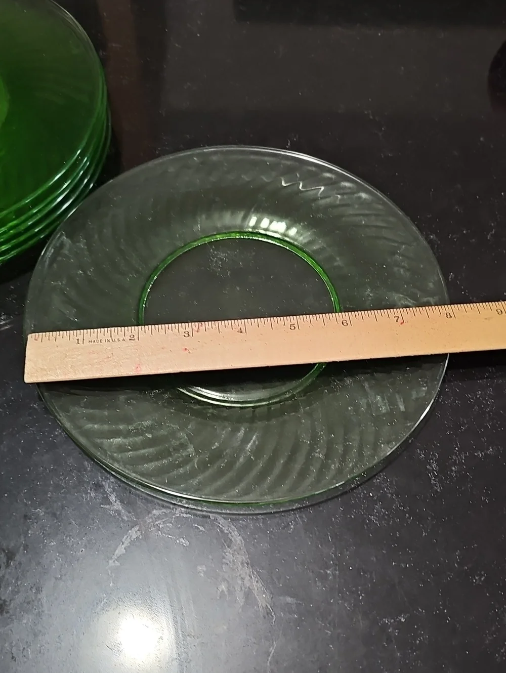Vintage Green Depression Luncheon Plates - Set of 6
